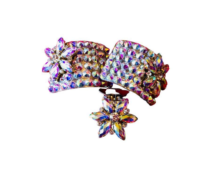 Flower irish dance buckles and number card clip gift set. - Rhinestone HQ