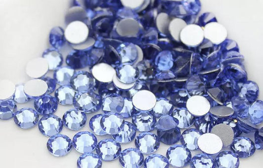 Light Sapphire Blue Non Hotfix Flat Back Rhinestones - Rhinestone HQ