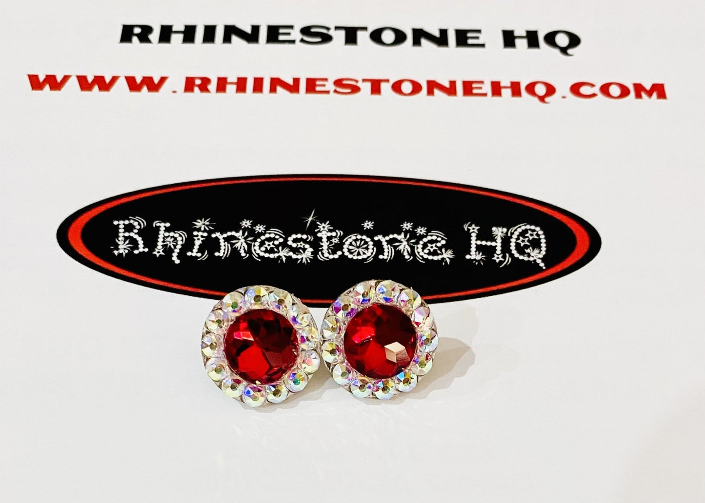 Mini Galactic deluxe Red Earrings 15mm - Rhinestone HQ