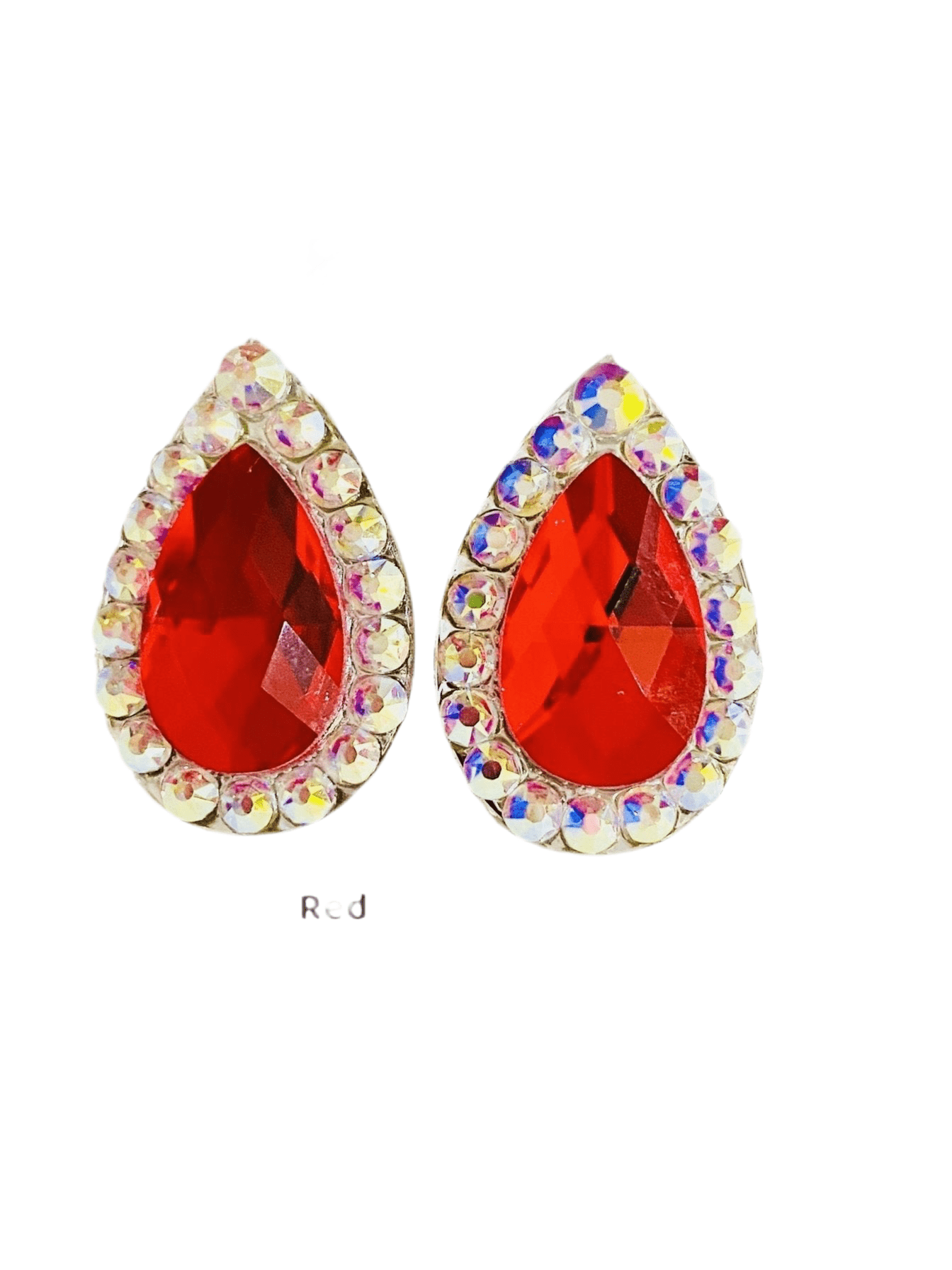 Coloured teardrop edged earrings - Rhinestone HQ