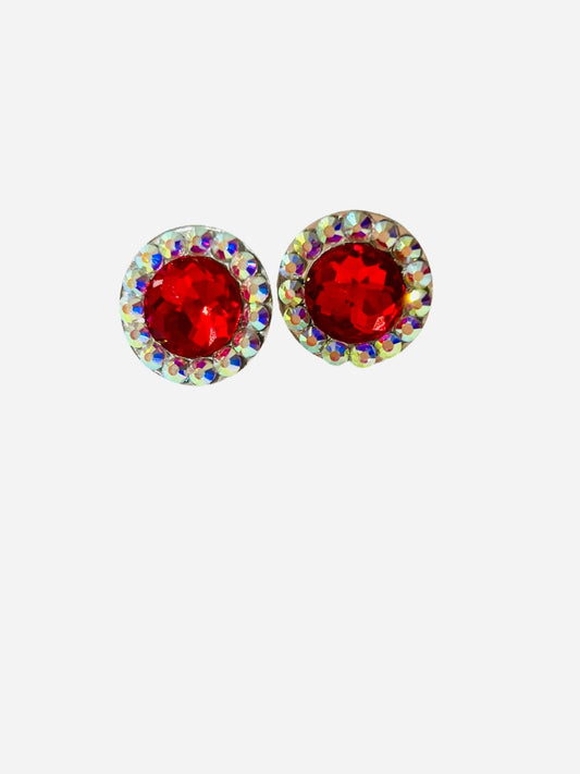 Mini Galactic deluxe Red Earrings 15mm - Rhinestone HQ