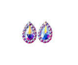 Teardrop Earrings with rhinestone edged size 17x28mm STUDS-Rhinestone HQ