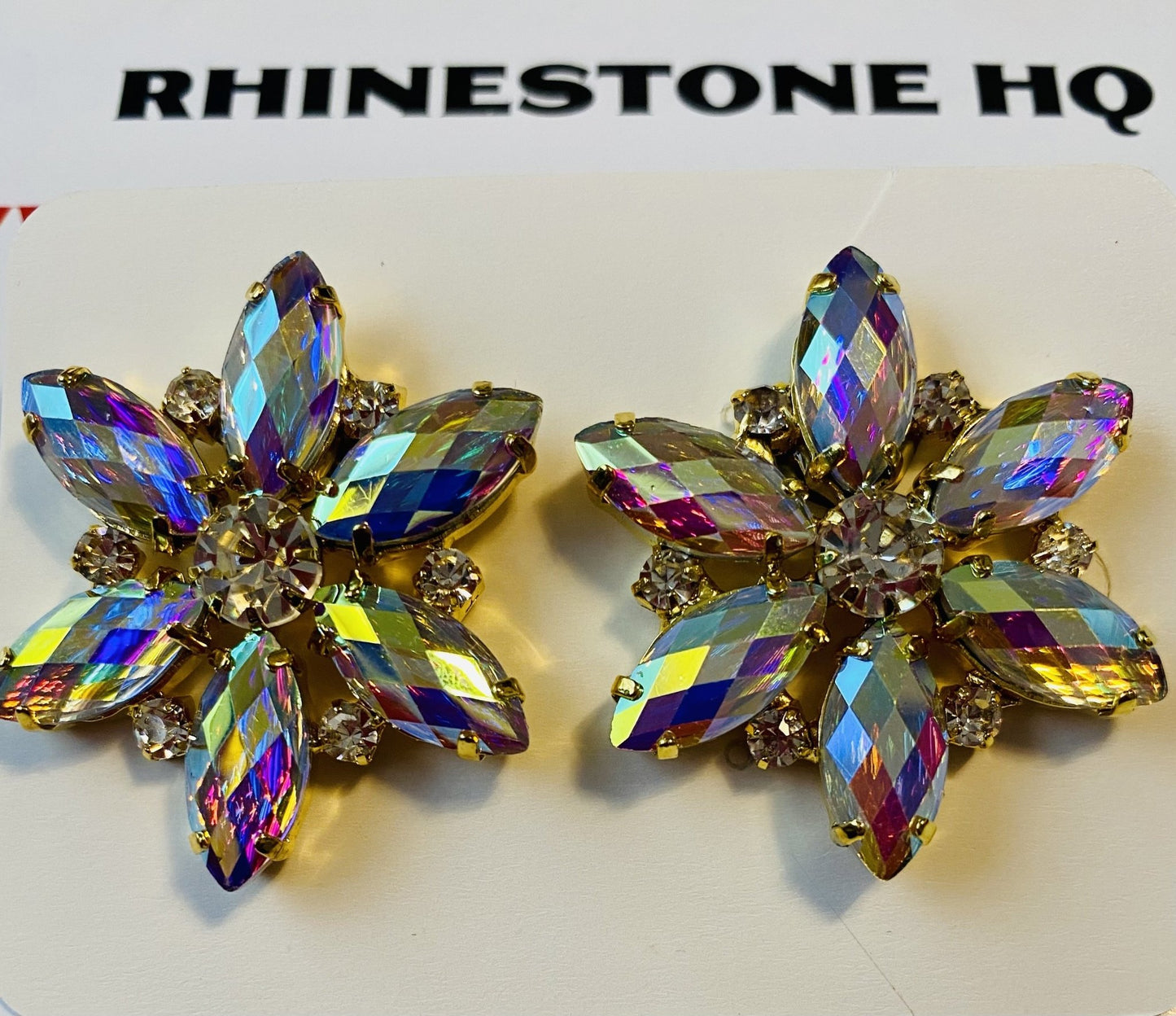 Flower earrings-Rhinestone HQ