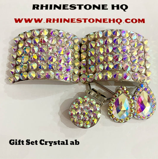 Irish Dancing Classic Gift Set Buckles Earrings & Number clip - Rhinestone HQ